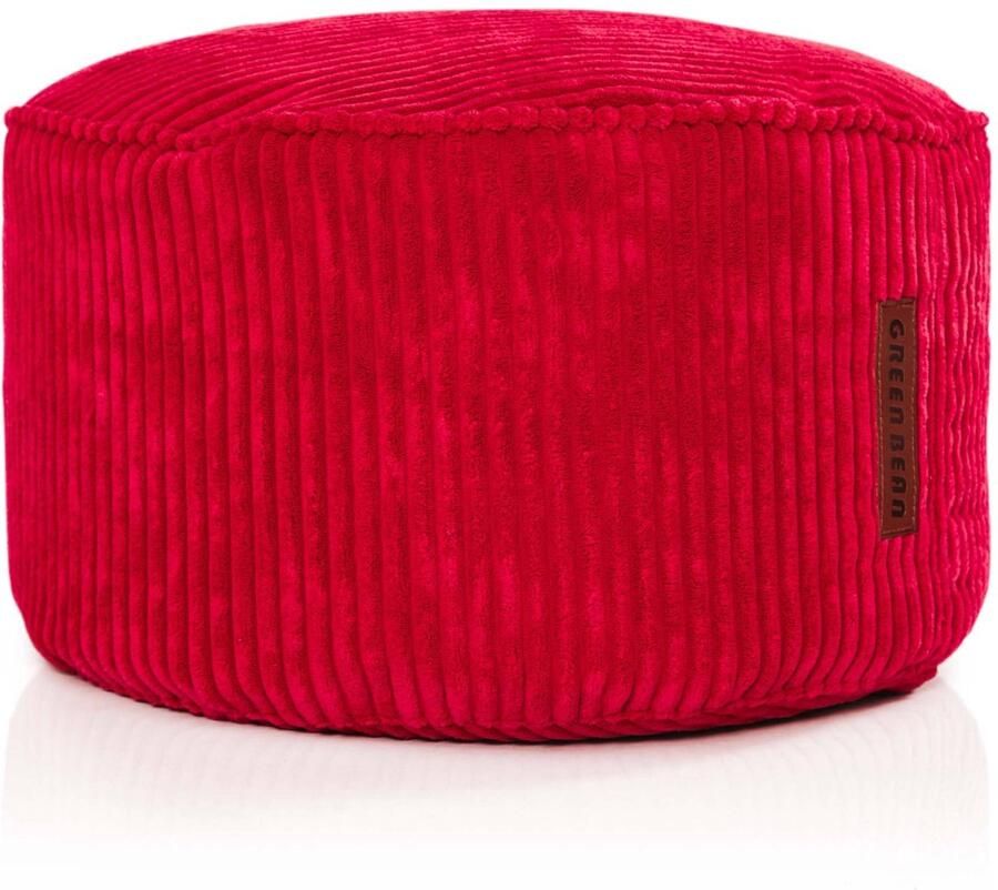 Green Bean Indoor Pouf 45x25cm EPS-kralenvulling & Corduroystof Knuffelzacht Wasbaar Binnen Vloerkussen Ligstoelkussen Zitkussen Kruk Relaxstoel Kinderen Volwassenen Stof Rood