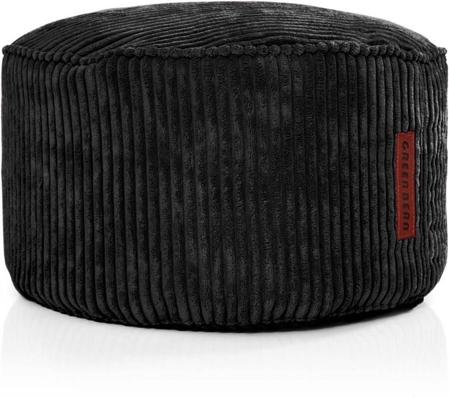 Green Bean Indoor Pouf 45x25cm EPS-kralenvulling & Corduroystof Knuffelzacht Wasbaar Binnenvloerkussen Ligbedkussen Zitkussen Kruk Relaxstoel Kinderen Volwassenen Stof Zwart
