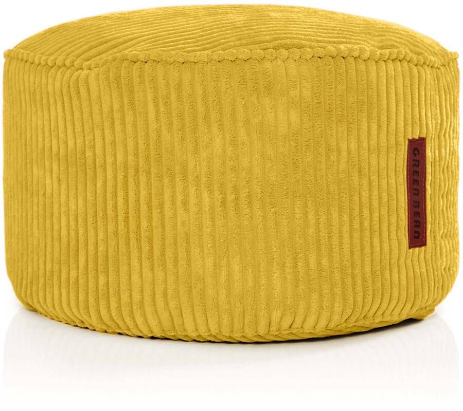 Green Bean Indoor Pouf 45x25cm EPS-kralenvulling & Corduroystof Knuffelzacht Wasbaar Binnen Vloerkussen Ligstoelkussen Zitkussen Kruk Relaxstoel Kinderen Volwassenen Stof Geel
