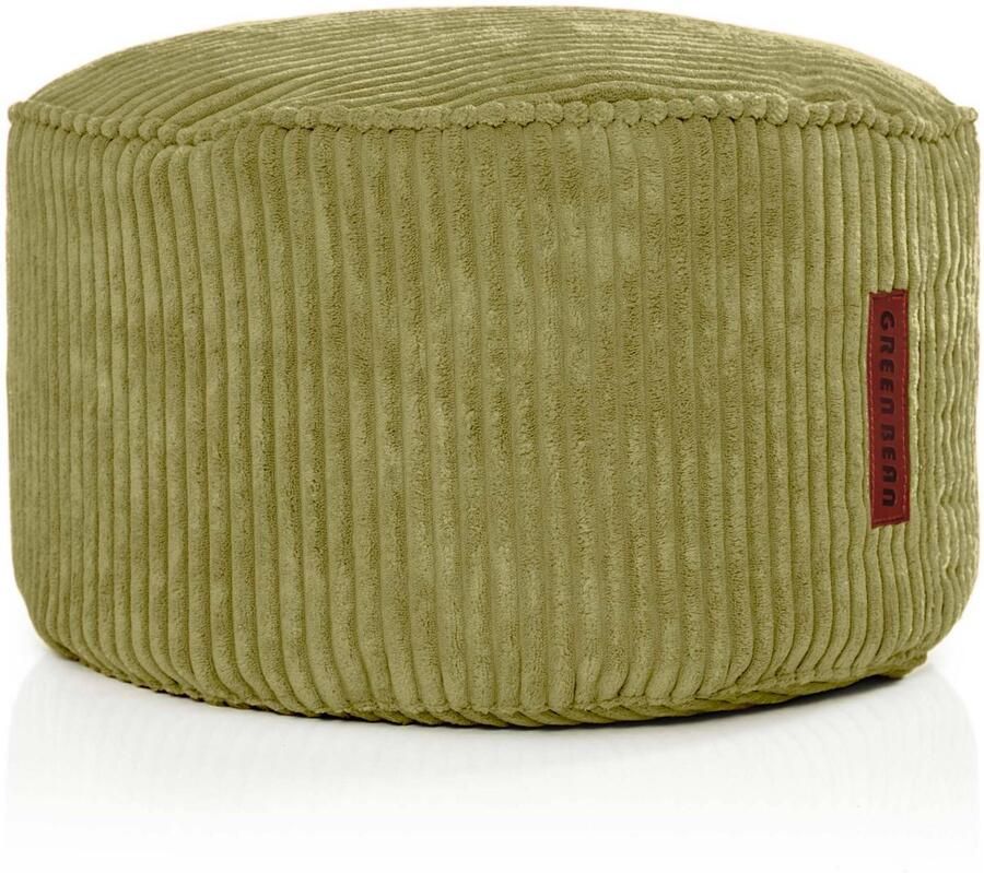 Green Bean Indoor Pouf 45x25cm EPS-kralenvulling & Corduroystof Knuffelzacht Wasbaar Binnen Vloerkussen Ligstoelkussen Zitkussen Kruk Relaxstoel Kinderen Volwassenen Stof Groen