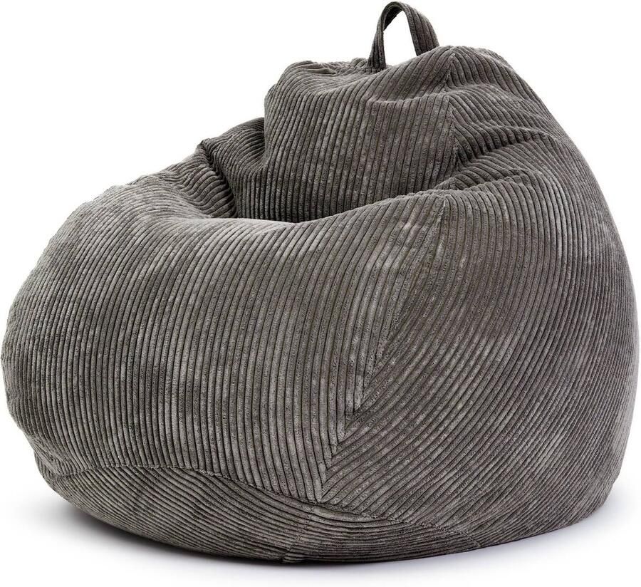 Green Bean Indoor Zitzak Scoop 90x110cm met EPS-korrelvulling Corduroy stof knuffelbaar zacht wasbaar Antraciet