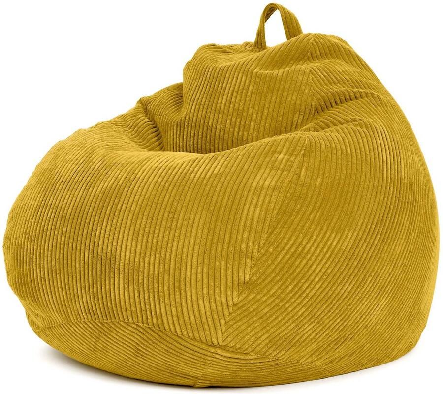 Green Bean Indoor Zitzak Scoop 90x110cm met EPS-korrelvulling Corduroy stof knuffelbaar zacht wasbaar Geel