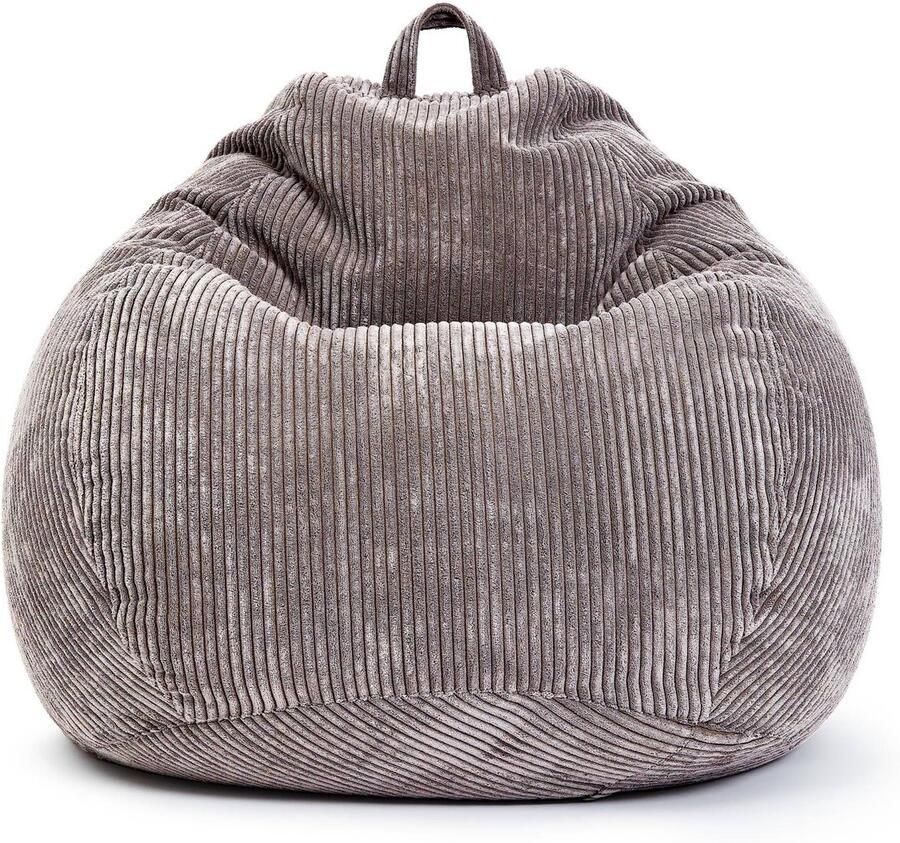 Green Bean Indoor Zitzak Scoop 90x110cm met EPS-korrelvulling Corduroy stof knuffelbaar zacht wasbaar Grijs