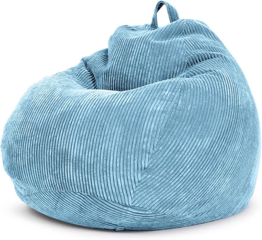 Green Bean Indoor Zitzak Scoop 90x110cm met EPS-korrelvulling Corduroy stof knuffelbaar zacht wasbaar Lichtblauw Babyblauw