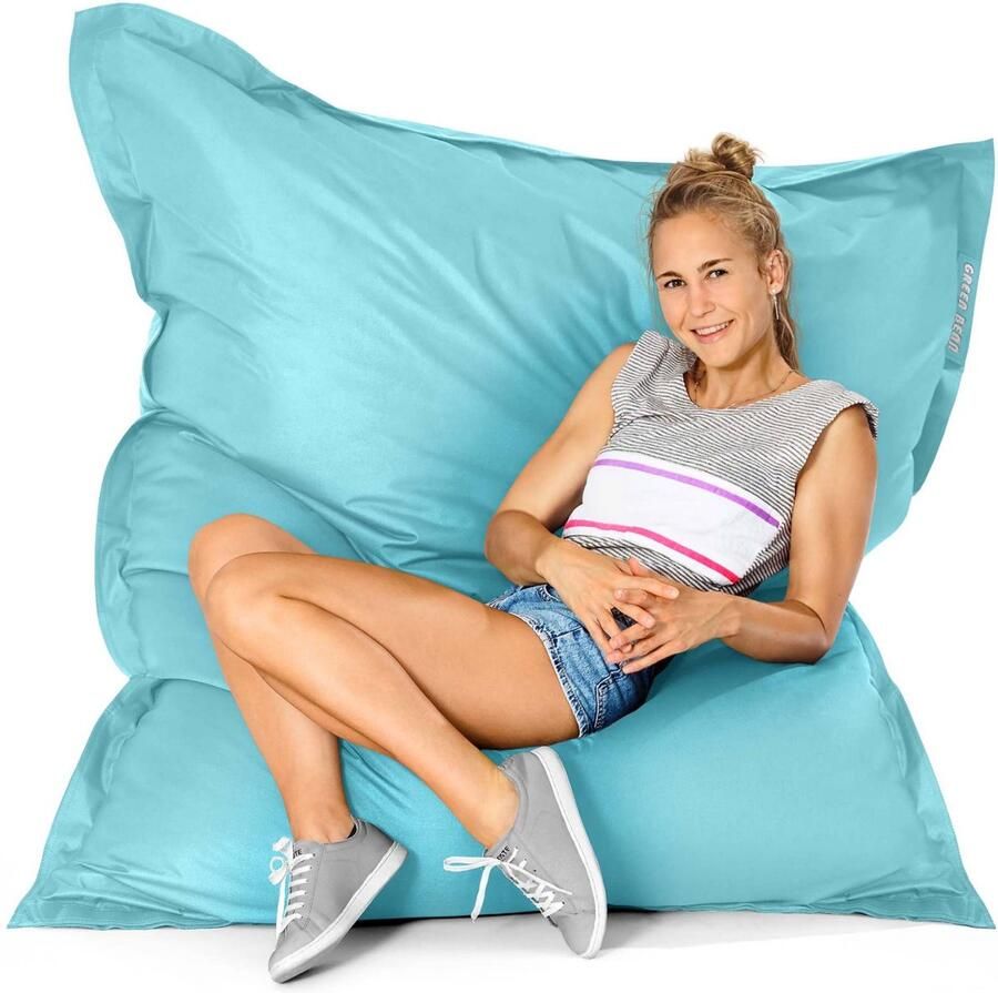 Green Bean Indoor Zitzak Square 140x180cm met 380 liter EPS-korrelvulling voor kinderen & volwassenen Aquamarijn