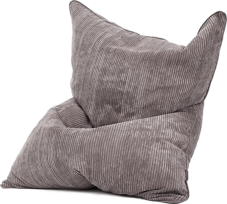 Green Bean © XXL Zitzak 140x180cm Indoor Afneembare buitenhoes gemaakt van zachte corduroy wasmachine bestendig Grijs