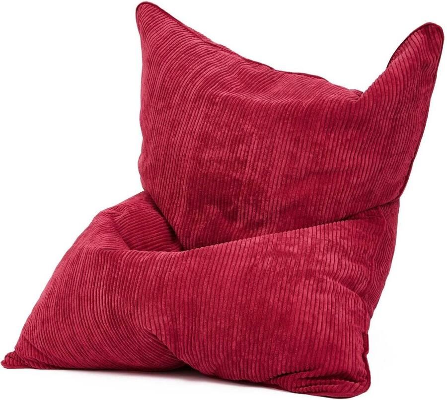 Green Bean © XXL Zitzak 140x180cm Indoor Afneembare buitenhoes gemaakt van zachte corduroy wasmachine bestendig Rood