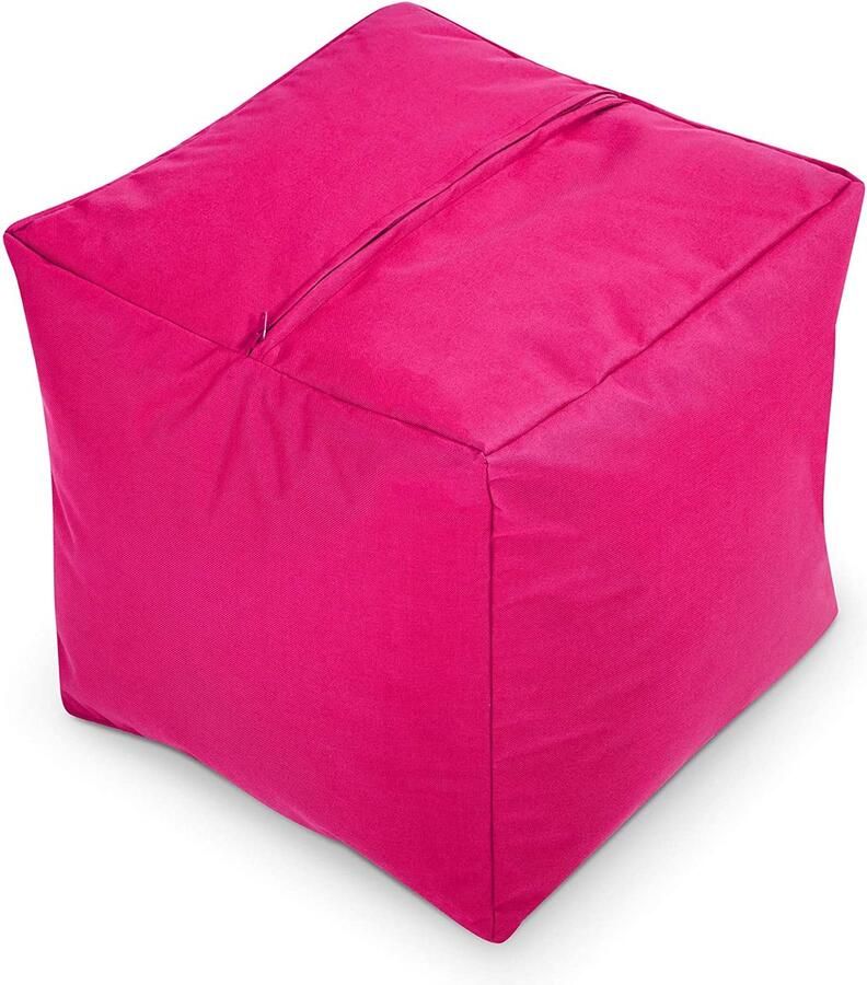 Green Bean © Zitzak Hocker 40x40x40cm met EPS korrel vulling Lage zitpoef of zitzak voor Kinderen en Volwassenen Roze