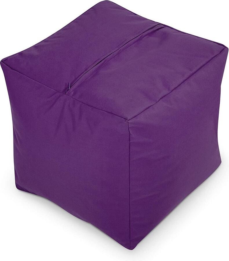 Green Bean © Zitzak Hocker 40x40x40cm met EPS korrel vulling Lage zitpoef of zitzak voor Kinderen en Volwassenen Lila