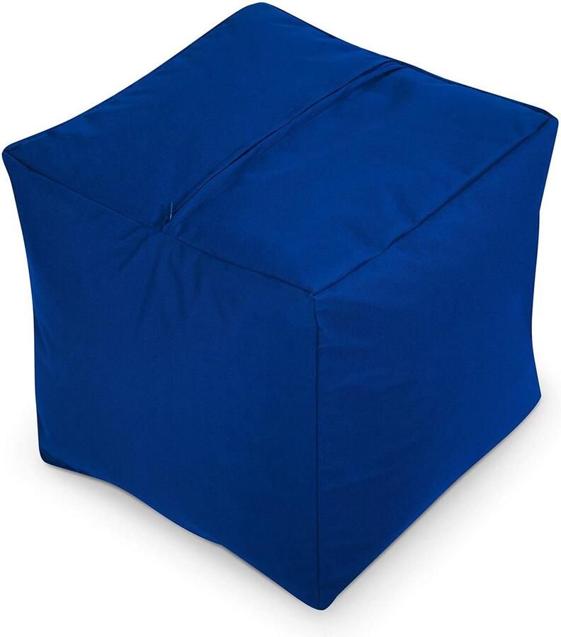 Green Bean © Zitzak Hocker 40x40x40cm met EPS korrel vulling Lage zitpoef of zitzak voor Kinderen en Volwassenen Blauw