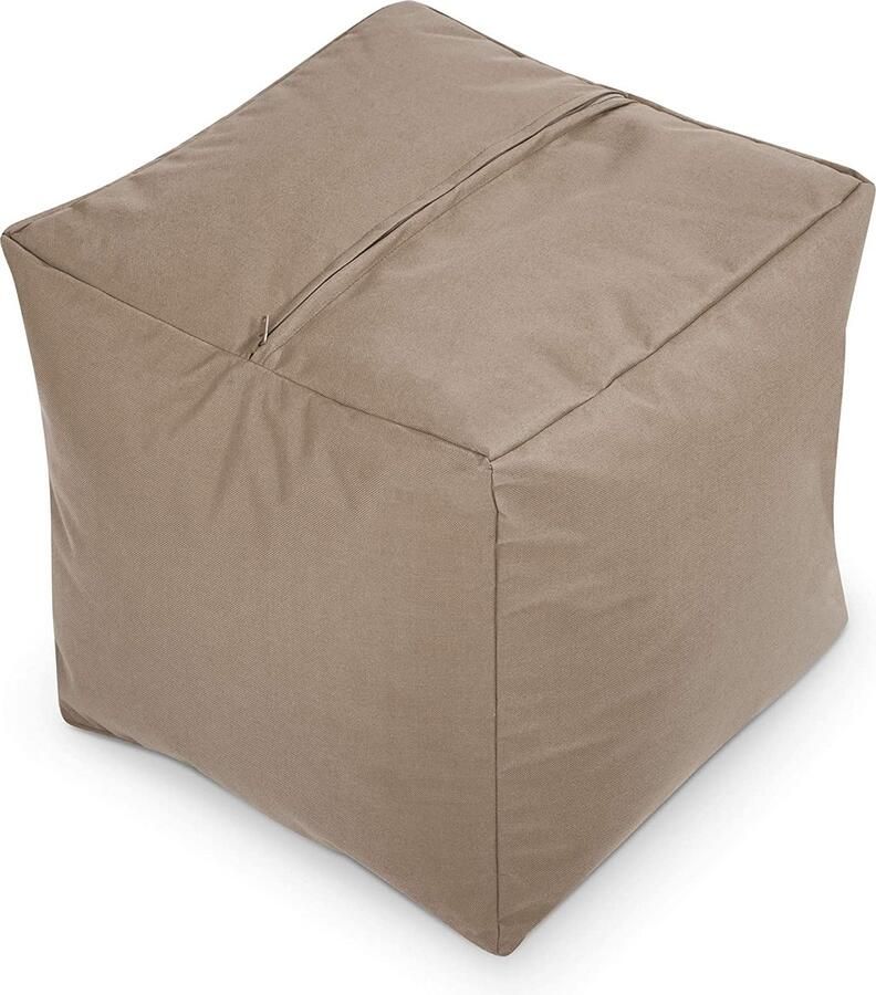 Green Bean © Zitzak Hocker 40x40x40cm met EPS korrel vulling Lage zitpoef of zitzak voor Kinderen en Volwassenen Taupe