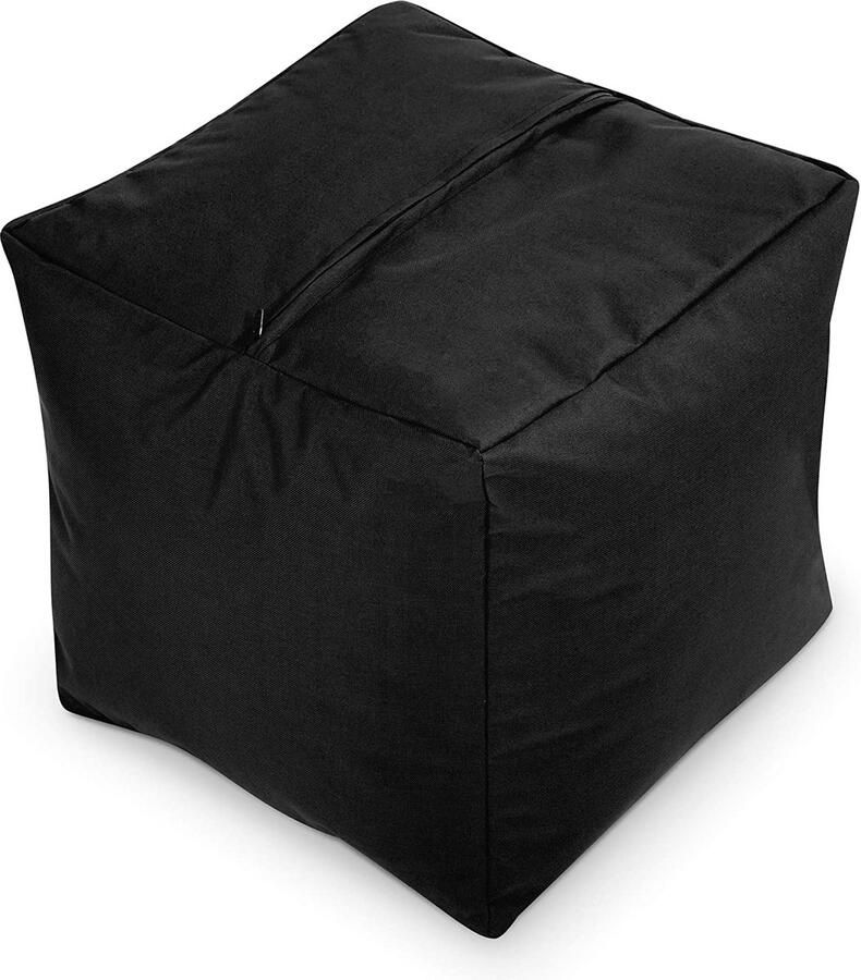 Green Bean © Zitzak Hocker 40x40x40cm met EPS korrel vulling Lage zitpoef of zitzak voor Kinderen en Volwassenen Zwart