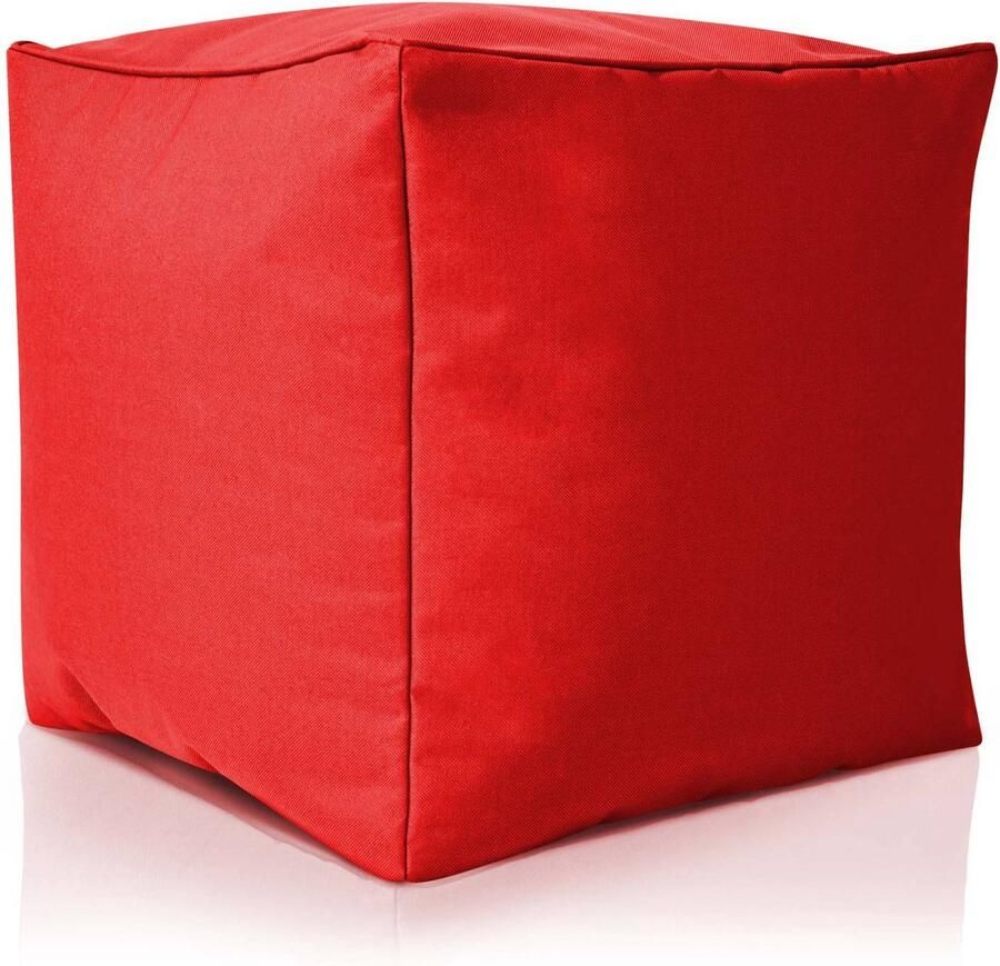 Green Bean © Zitzak Hocker 40x40x40cm met EPS korrel vulling Lage zitpoef of zitzak voor Kinderen en Volwassenen Rood