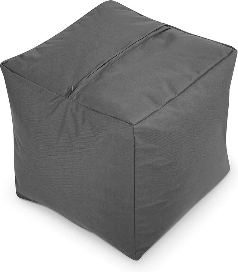 Green Bean © Zitzak Hocker 40x40x40cm met EPS korrel vulling Lage zitpoef of zitzak voor Kinderen en Volwassenen Grijs