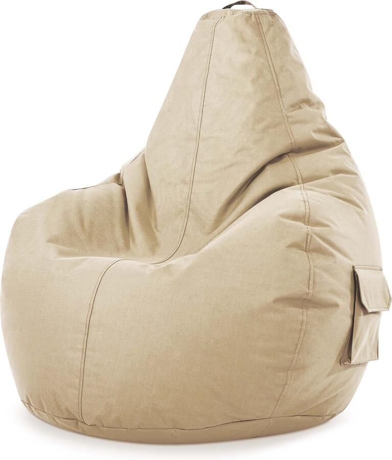 Green Bean © zitzak met rugleuning 80x70x90cm gaming stoel met 230l vulling knuffelachtig zacht & wasbaar Creme wit