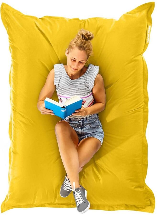 Green Bean Zitzak Square XXL 140x180cm met 380 liter EPS-korrels Grote zitzak voor kinderen en volwassenen Geel