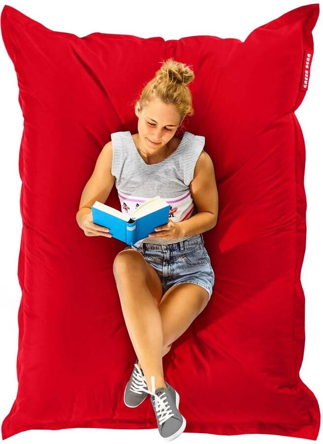 Green Bean Zitzak Square XXL 140x180cm met 380 liter EPS-korrels Grote zitzak voor kinderen en volwassenen Rood