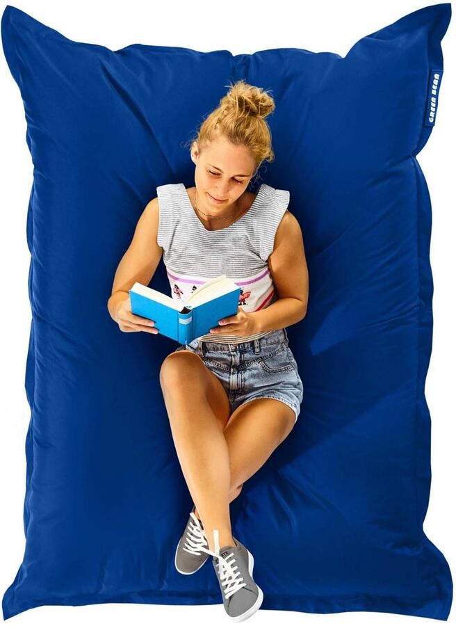 Green Bean Zitzak Square XXL 140x180cm met 380 liter EPS-korrels Grote zitzak voor kinderen en volwassenen Blauw