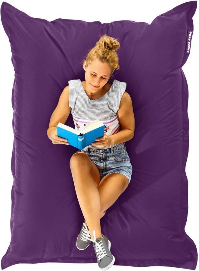 Green Bean Zitzak Square XXL 140x180cm met 380 liter EPS-korrels Grote zitzak voor kinderen en volwassenen Paars
