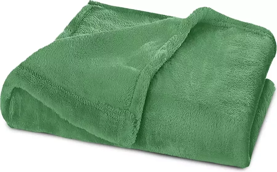 GREENGOODS Fleece Deken (150 X 200 CM) Groen Fleece plaid Fleece deken Fleece deken groen Warmte deken Dekentjes fleece Deken fleece Dekentjes bank Dekentje zacht