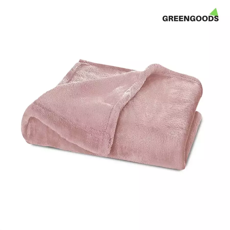 GREENGOODS Fleece Deken (150 X 200 CM) Roze Fleece plaid Fleece deken Fleece deken roze Warmte deken Dekentjes fleece Deken fleece Dekentjes bank Dekentje zacht