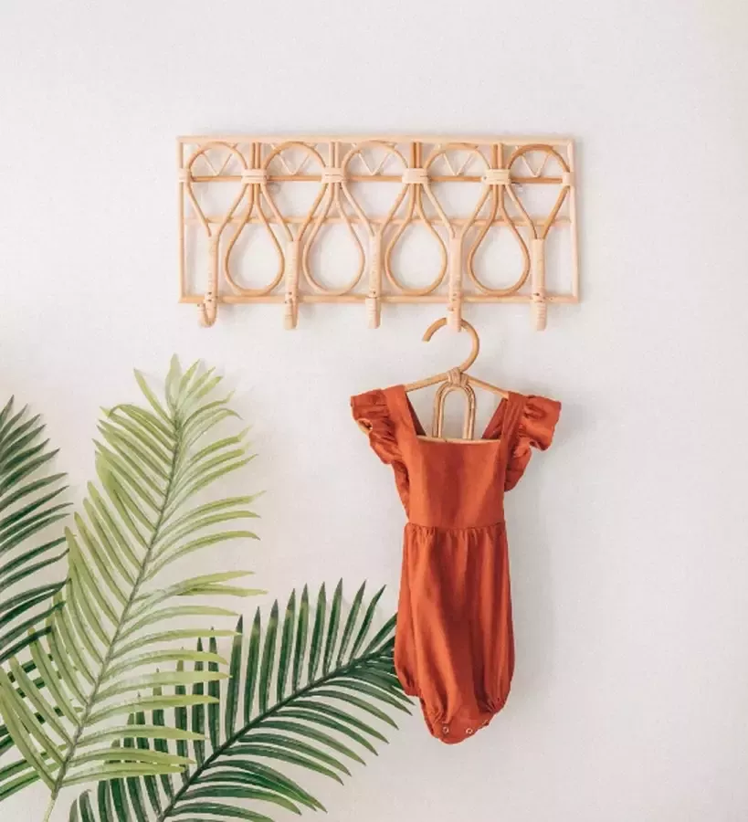 Groenovatie Bamboe Kapstok 5 Haakjes Naturel Handgemaakt 40 cm