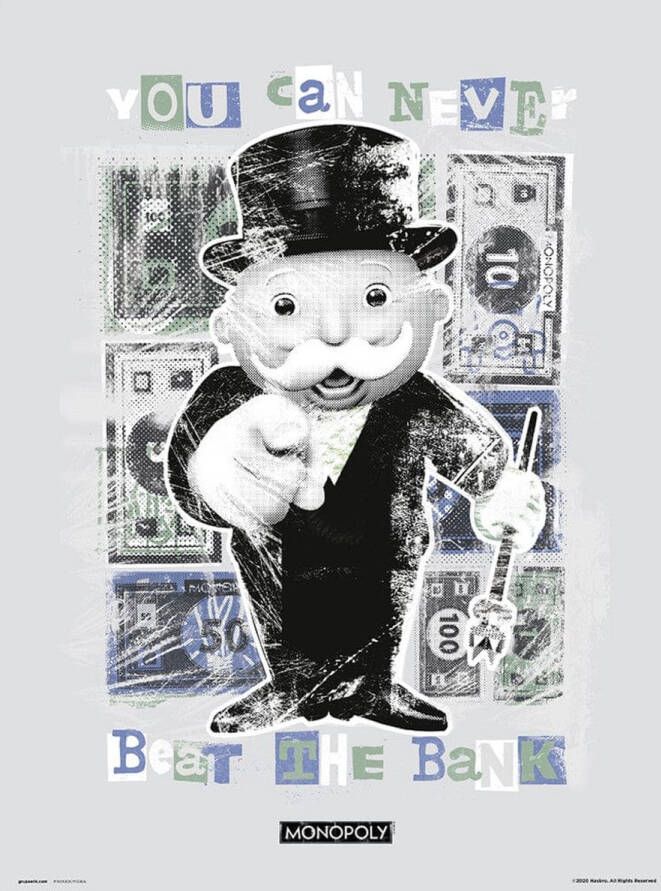 Grupo Erik Monopoly You Can Never Beat The Bank Kunstdruk 30x40cm Poster 30x40cm