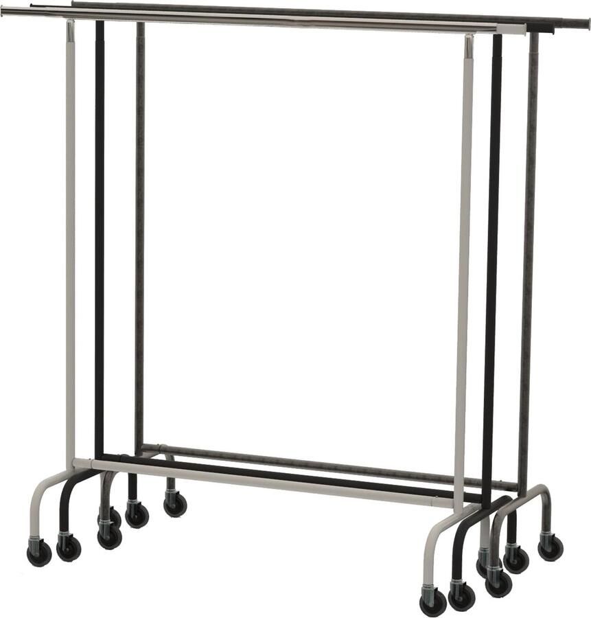 Gruppo Corso BASIC XXL kledingrek vaste hoogte 160 cm zwart met grote wielen met rem stockable magazijnrek - Foto 2