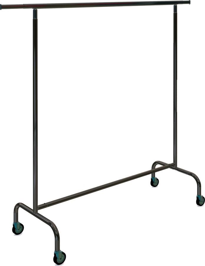 Gruppo Corso BASIC XXL kledingrek vaste hoogte 160 cm zwart met grote wielen met rem stockable magazijnrek