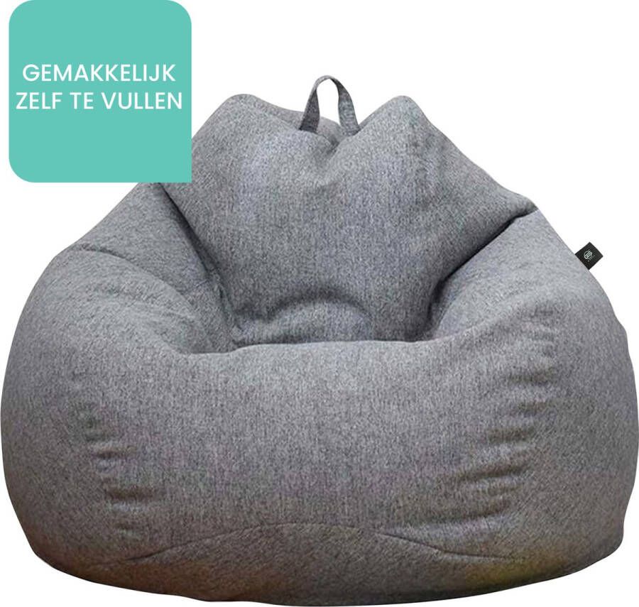 GS Goods Zitzak Comfort Plus Volwassenen & Kinderen Zitzak Wasbaar Anti-Slip Bodem Woonkamer & Slaapkamer Katoen Linnen Grijs