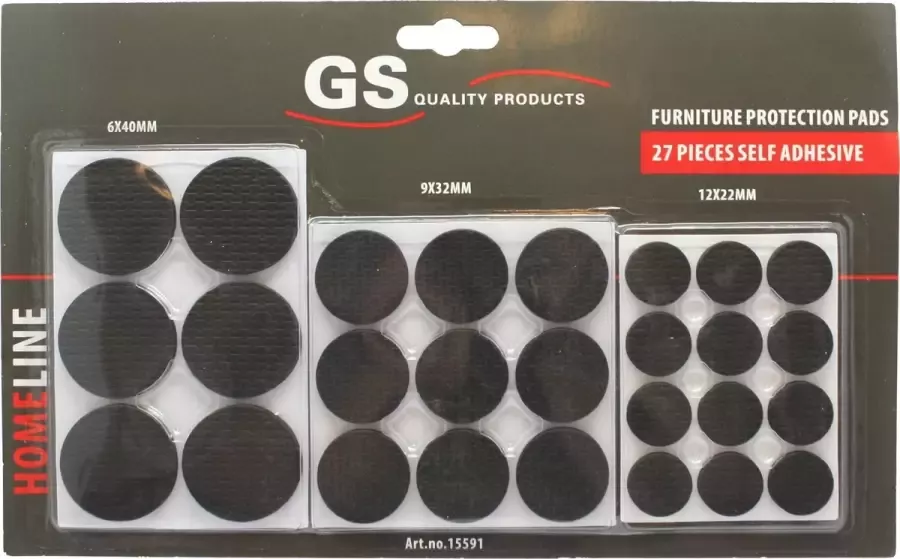 GS Quality Products GS meubelvilt 27 stuks Ø40 32 22mm Meubelviltjes Beschermvilt Grijs