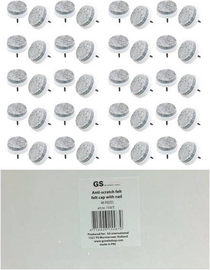 GS Quality Products GS meubelvilt met spijker 48 stuks Ø29 mm Meubelviltjes Wit & Grijs