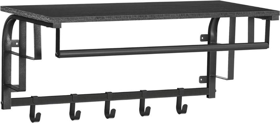 Gtb Wandkapstok met Hoedenplank Kapstok Wandkapstok Zwart 66cm x 30cm x 27cm