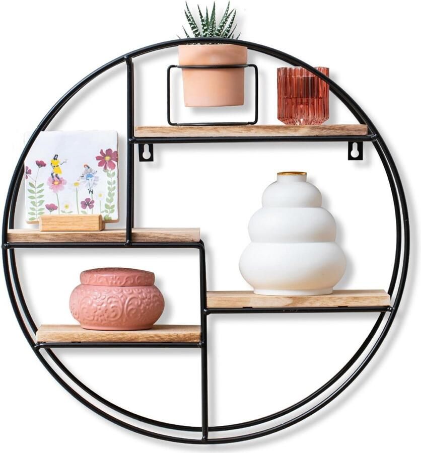 Gtb Wandrek Rond Wandrek Zwart Metaal Wandrek Rond Metaal Zwart 10cm x 42cm x 42cm