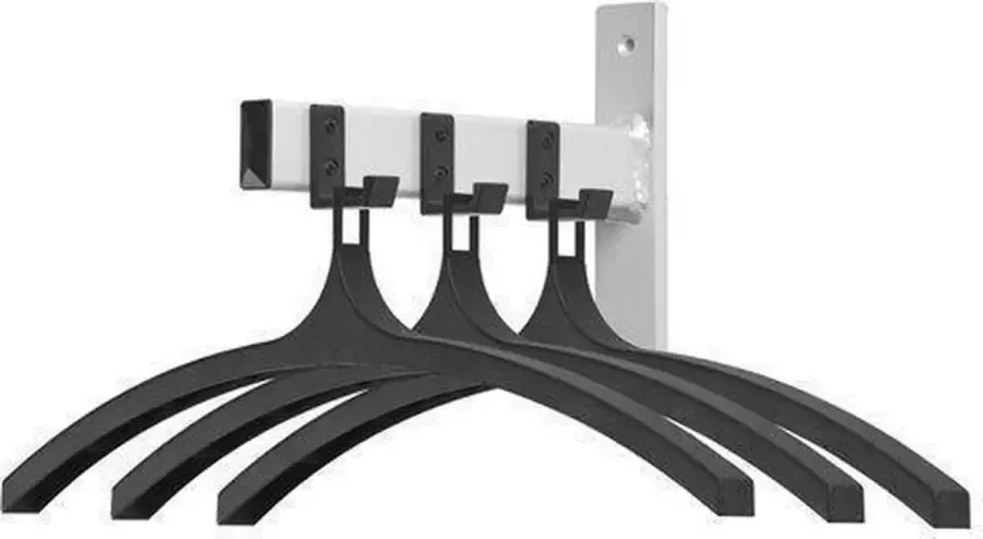 V-Part Wandgarderobe HIQ 3 hangers Steel Plastic zwart aluminiumgrijs Kapstok