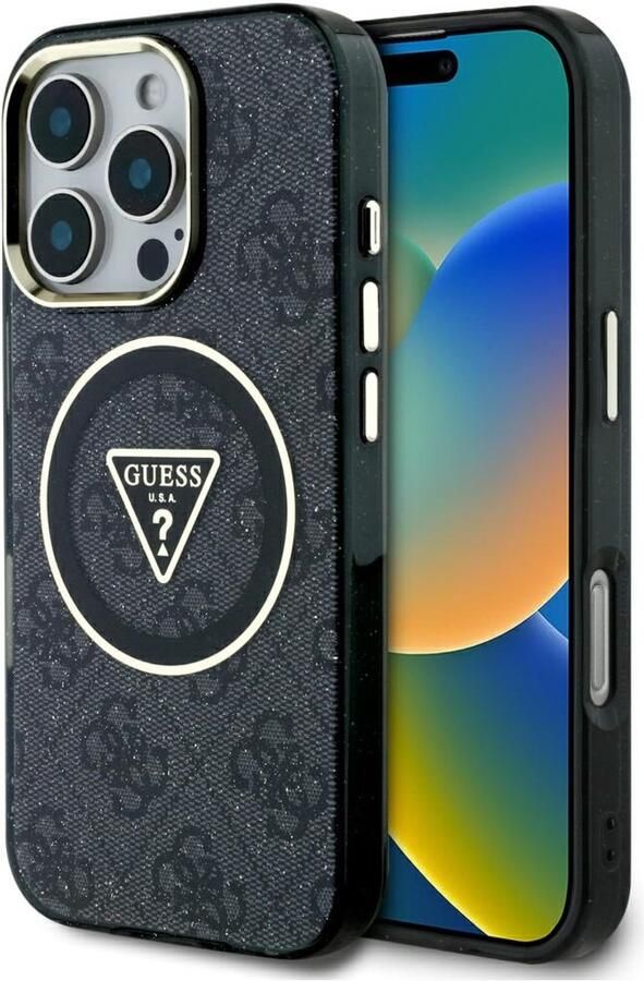 GUESS Case Iml Metal Glitter 4G Cirkel Voor Iphone 16 Pro Max Voor Magsafe