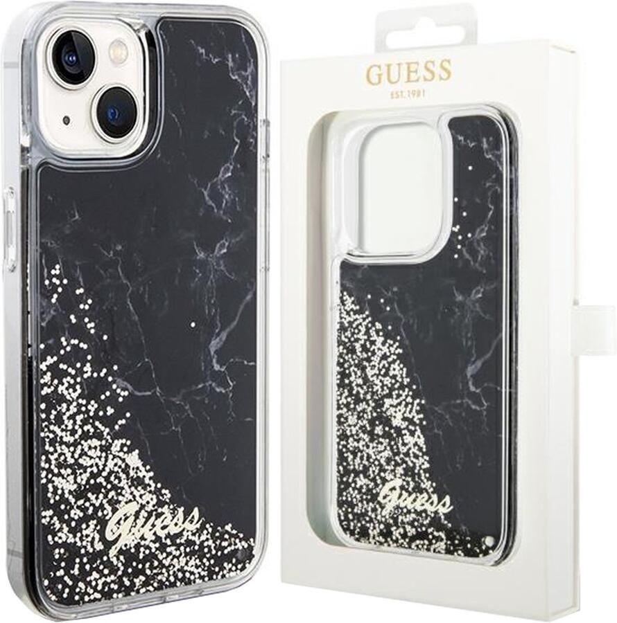 GUESS GUHCP14SLCSGSGK hoesje voor iPhone 14 zwart Liquid Glitter Marble