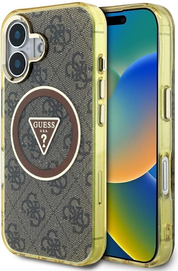GUESS Hoesje Voor Iphone 16 Pro 4G Cirkel Met Magsafe En Metallic Glitter