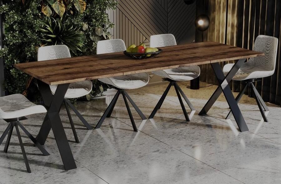 Guru Clayton donker zwart uitschuifbare eettafel