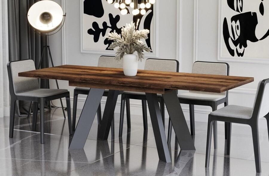 Guru Clayton goud ambachtelijk eiken uitschuifbare eettafel