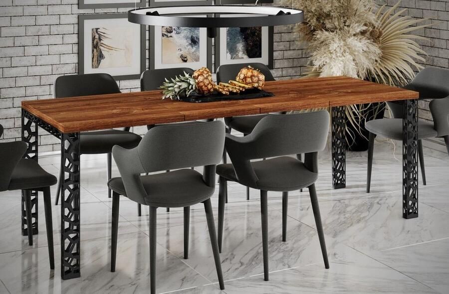 Industrial-Home Uitschuifbare Eettafel Witte Glans – 130-210 cm – Modern & Elegant – Hoogglans Wit – Verlengbare Eettafel voor 8 Personen – Onderhoudsvriendelijk & Stijlvol - Foto 2