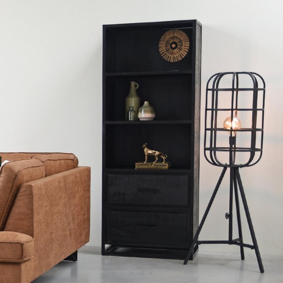 LABEL51 Boekenkast Chili Zwart Mangohout Zwart Metaal