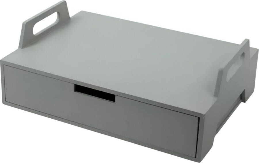 Gusta Laptoptafel 41x30x14 5cm Grijs Hout Met lade Laptoptafeltje