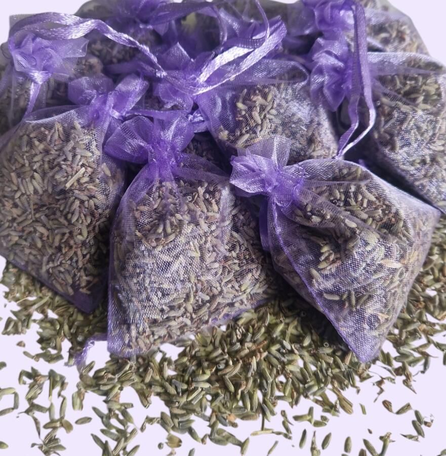 GUSTINIES 15 stuks Biologische Lavendel Geurzakjes ± 3 gram Biologische Lavendel 15 stuks Paars Lila- Organza Zakjes lavendel geurzakje natuurlijke lavendel Geurzakjes voor kledingkast Geurzakjes Lavendel