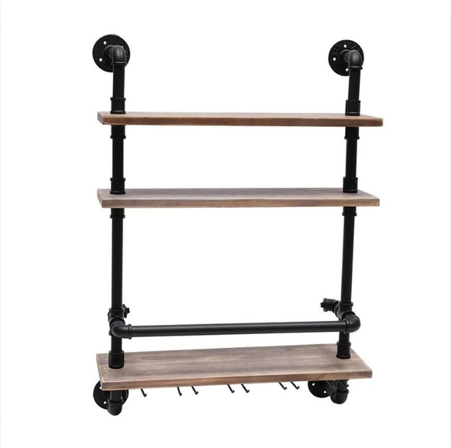 GUTEC Barkast Barmeubel Drankkast 3-Lagen Design Drankrek Industrieel Modern Muurbevestiging