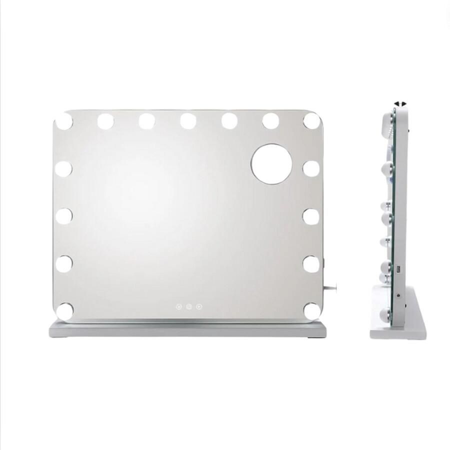 GUTEC Hollywood Spiegel Met Verlichting Hollywood Mirror Met Tri-Color Dimbare Verlichting Kaptafel Verlichting Met Smart Touch Control