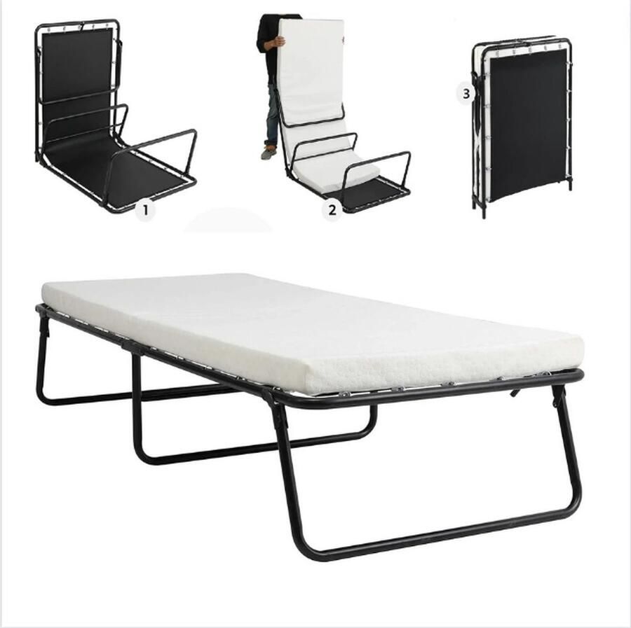 GUTEC Vouwbed Met Matras Ruimtebesparend Logeerbed Inklapbaar Daybed Comfortabele Nachtrust 80x190 cm