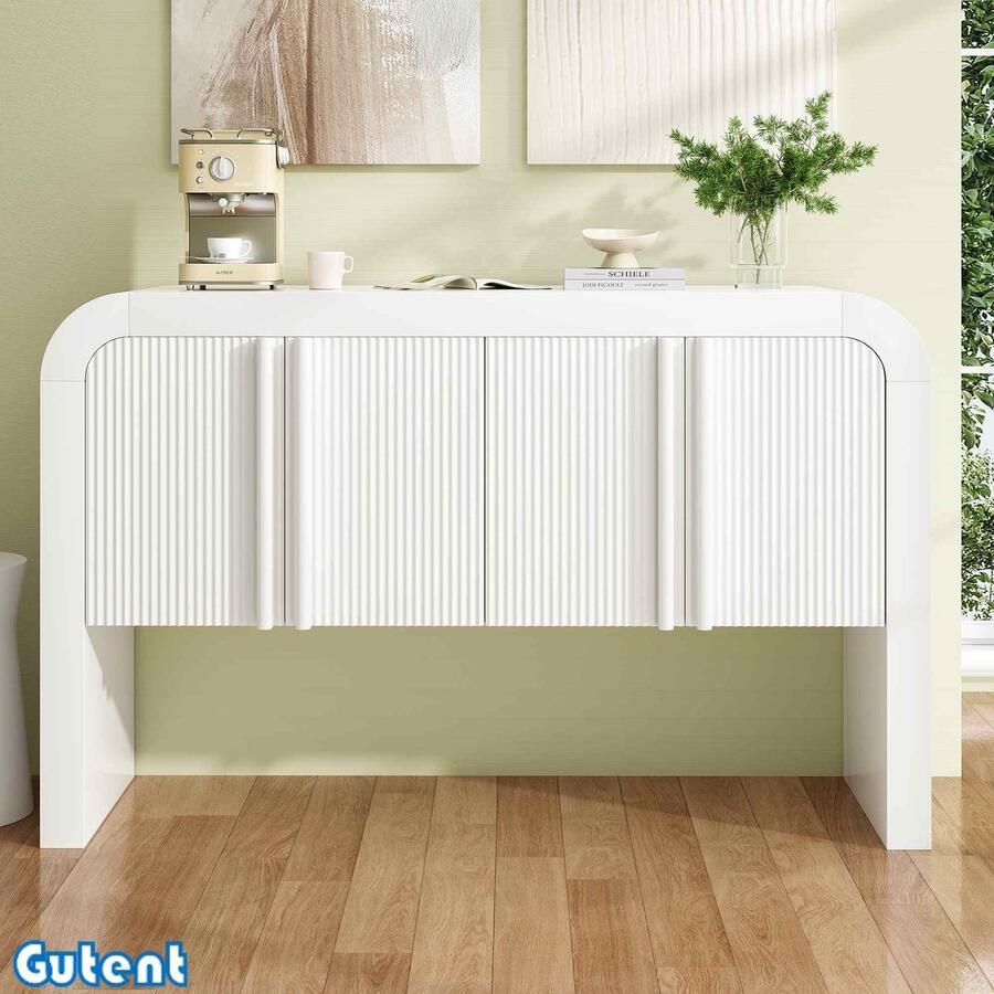Gutent Afgerond Dressoir Lichtgewicht Modern Met Magnetische Deur Met Kantelbeveiliging Wit