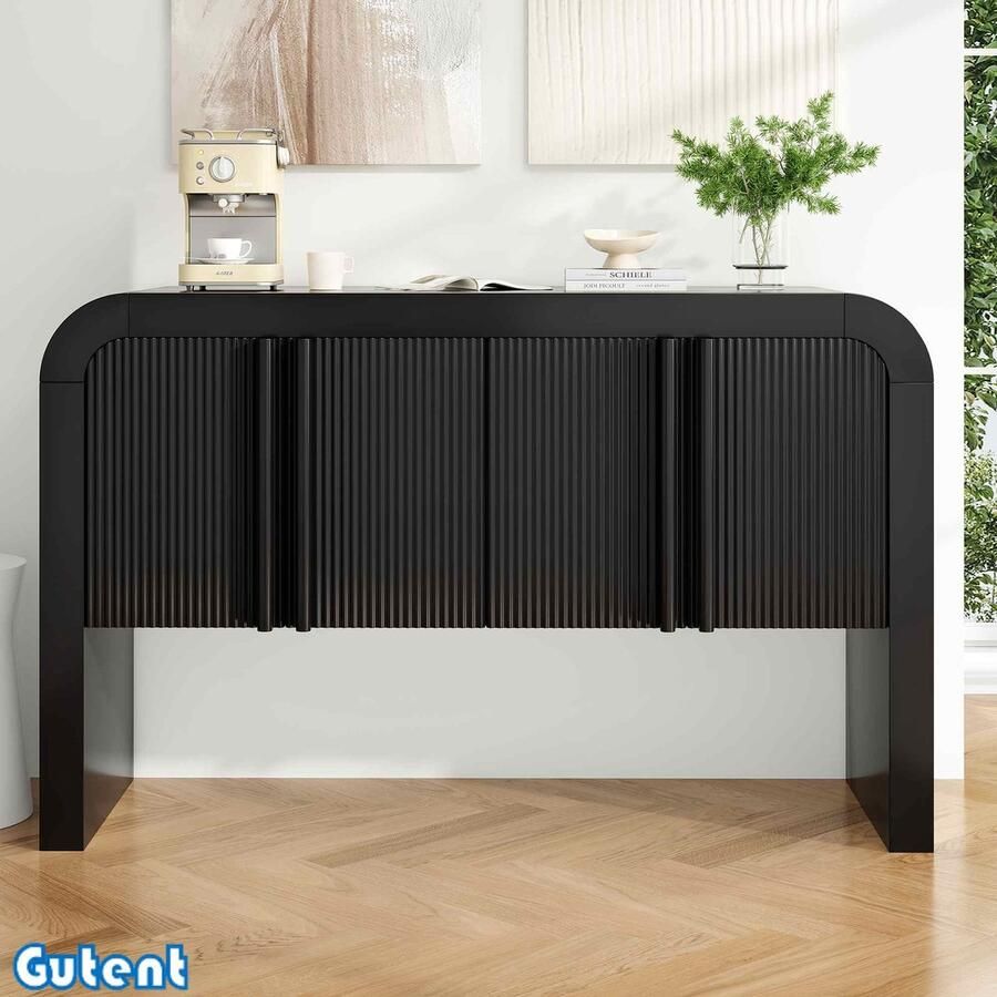 Gutent Afgerond Dressoir Lichtgewicht Modern Met Magnetische Deur Met Kantelbeveiliging Zwart