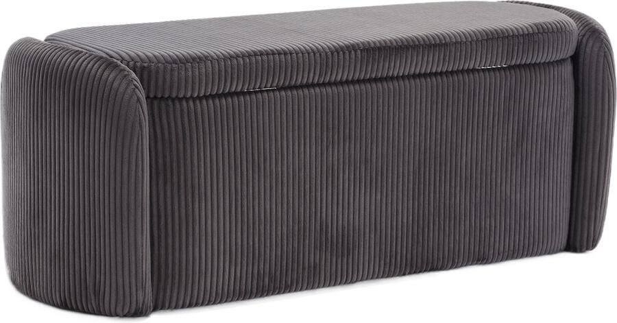 Gutent Bank Donkergrijs Gestreept Fluwelen Comfortabele Zitplaats voor Woonkamer Ingang Slaapkamer Multifunctionele Opbergbank